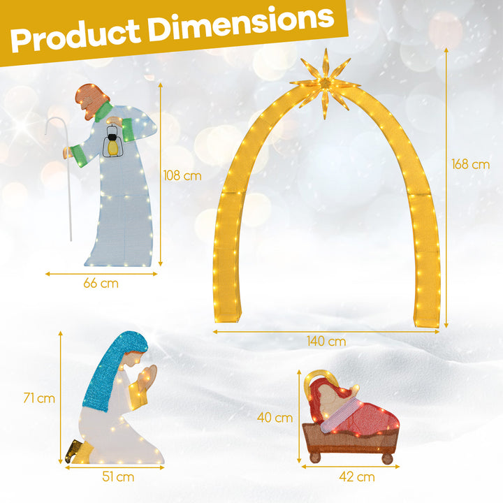 168 CM Christmas Nativity Scene with 194 LED Warm White Lights - TidySpaces