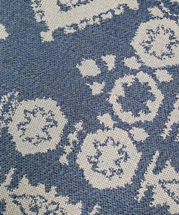 Cotton Rug Navy Blue Grey Moroccan Diamond