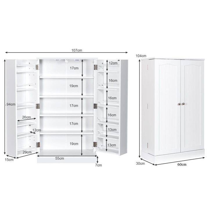 2 Door Pantry Cabinet with 6 Adjustable Shelves