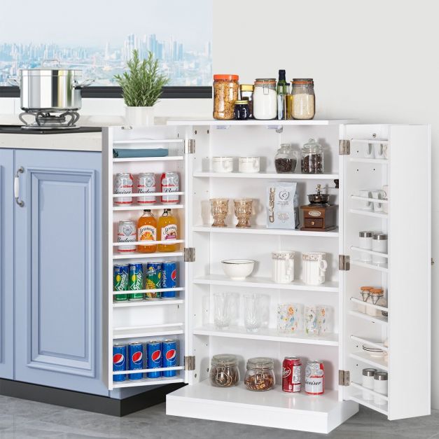 2 Door Pantry Cabinet with 6 Adjustable Shelves