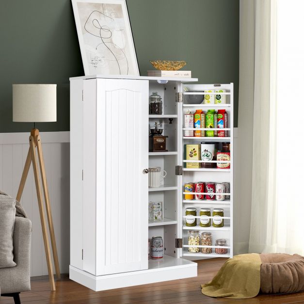 2 Door Pantry Cabinet with 6 Adjustable Shelves