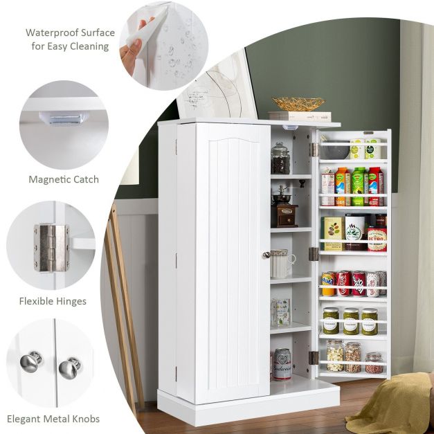 2 Door Pantry Cabinet with 6 Adjustable Shelves