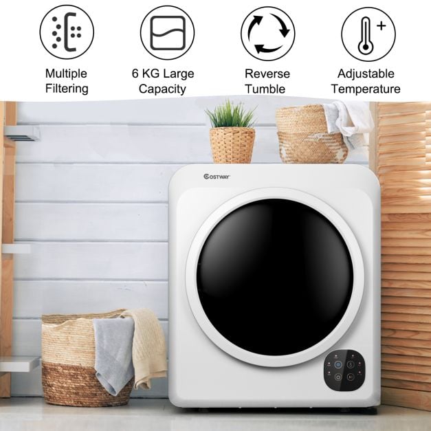 1700W Electric Tumble Laundry Dryer Stainless Steel Tub 6 kg/91L-White