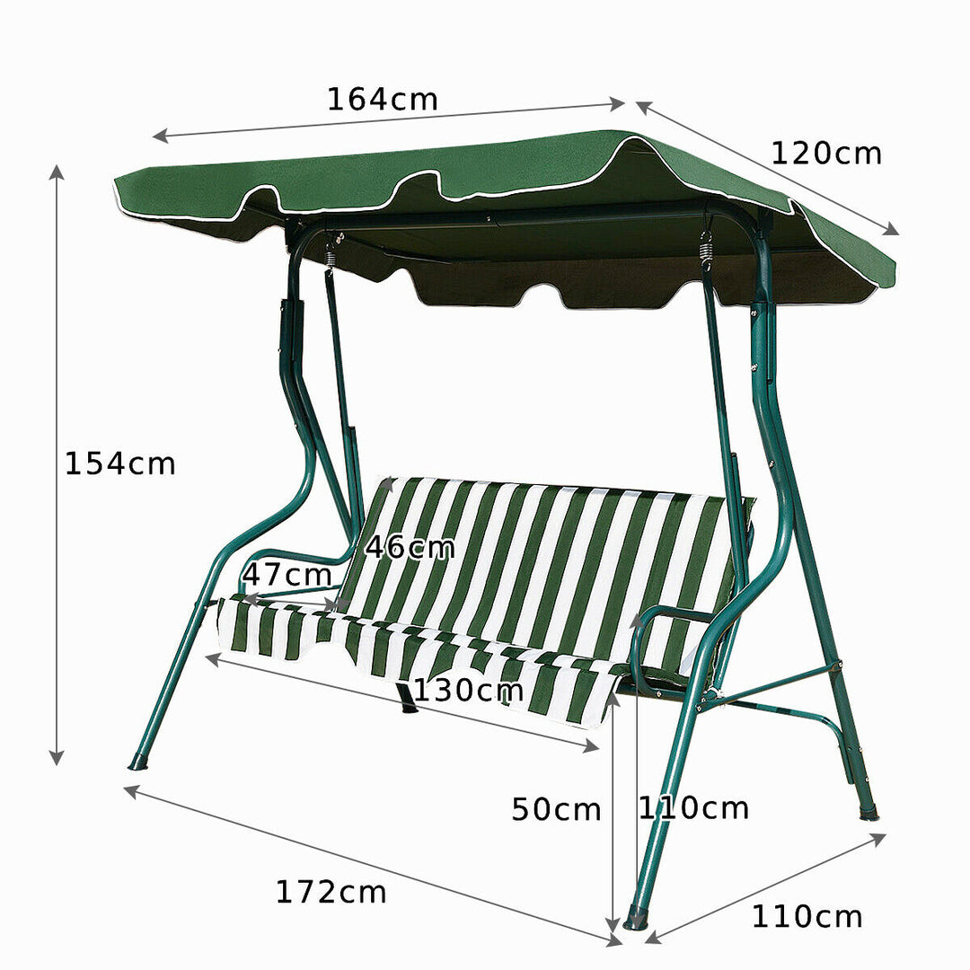 Garden Patio Metal Swing 3 Seater Lounger