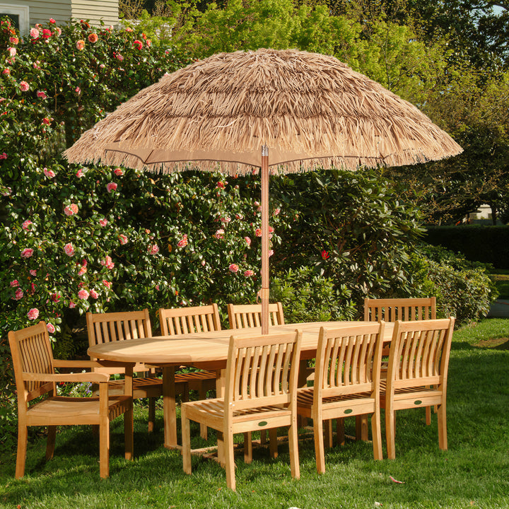 170cm Thatched Tiki Umbrella Hawaiian Style Beach Umbrella with Foldable Stand-Natural - TidySpaces