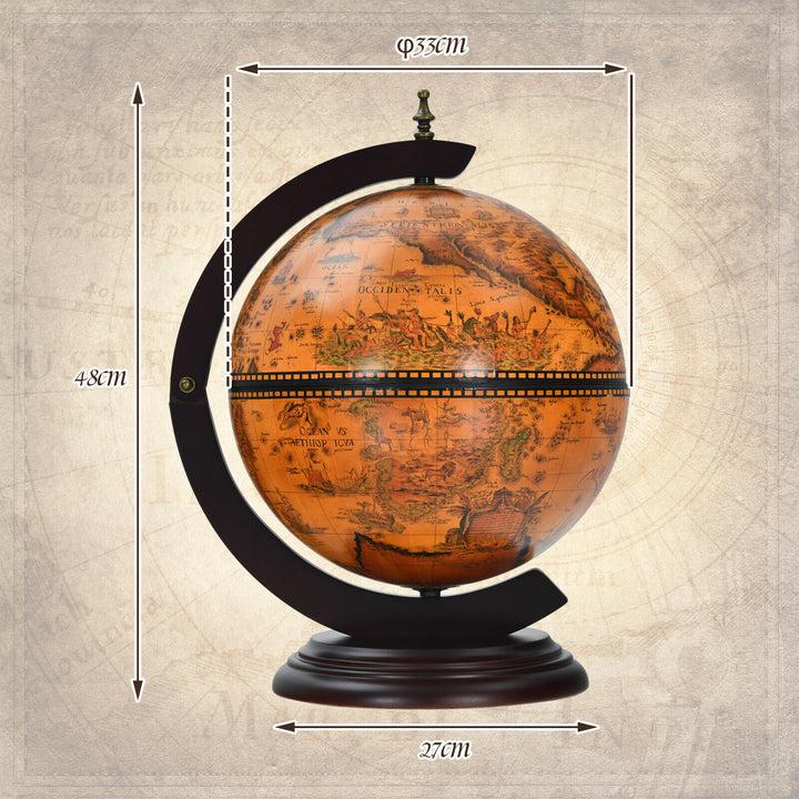 Tabletop Retro Globe Bar with Map Patterns