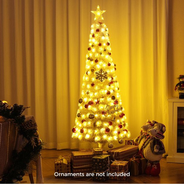 180CM Artificial Xmas Tree Pencil Tree with Treetop Star and 7 Lighting Modes-180 cm