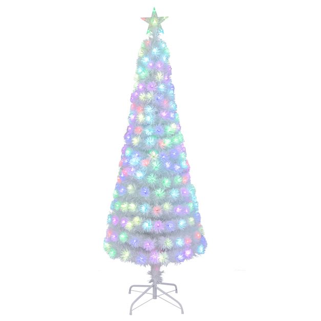 180CM Artificial Xmas Tree Pencil Tree with Treetop Star and 7 Lighting Modes-180 cm