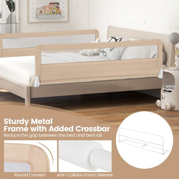 180CM Foldable Baby Bed Rail Guard with Removable Cover and Safety Strap