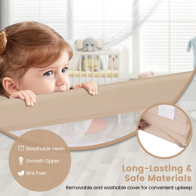180CM Foldable Baby Bed Rail Guard with Removable Cover and Safety Strap