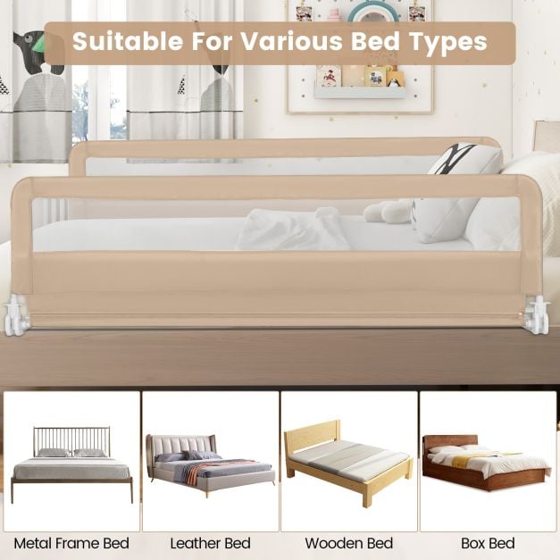 180CM Foldable Baby Bed Rail Guard with Removable Cover and Safety Strap