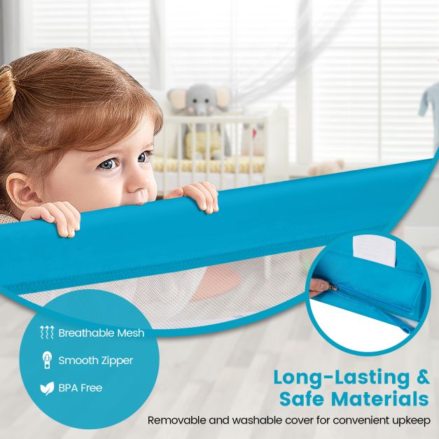 180CM Foldable Baby Bed Rail Guard with Removable Cover and Safety Strap