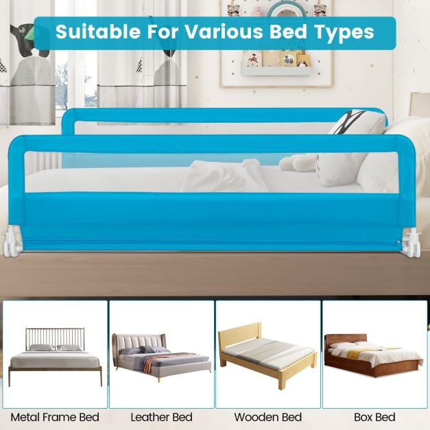 180CM Foldable Baby Bed Rail Guard with Removable Cover and Safety Strap