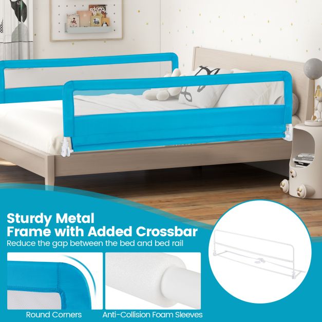 180CM Foldable Baby Bed Rail Guard with Removable Cover and Safety Strap