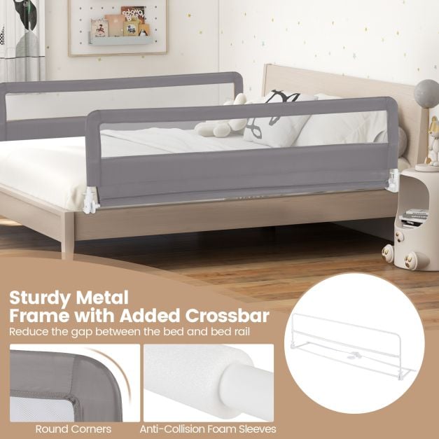 180CM Foldable Baby Bed Rail Guard with Removable Cover and Safety Strap
