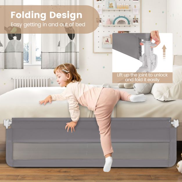 180CM Foldable Baby Bed Rail Guard with Removable Cover and Safety Strap