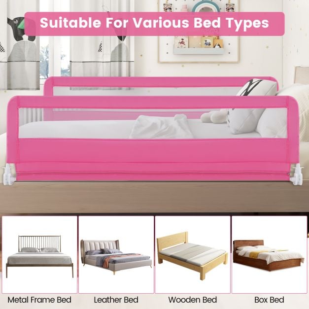 180CM Foldable Baby Bed Rail Guard with Removable Cover and Safety Strap