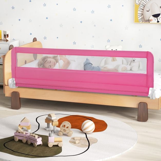 180CM Foldable Baby Bed Rail Guard with Removable Cover and Safety Strap