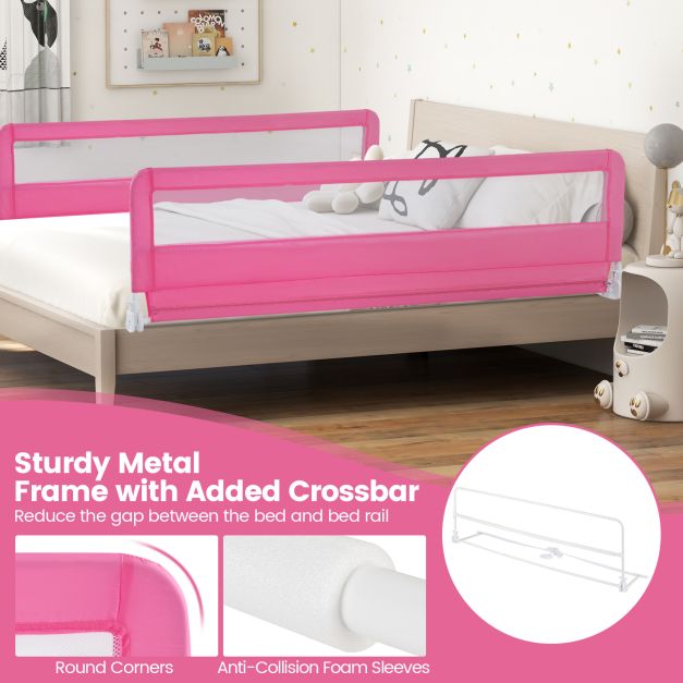 180CM Foldable Baby Bed Rail Guard with Removable Cover and Safety Strap