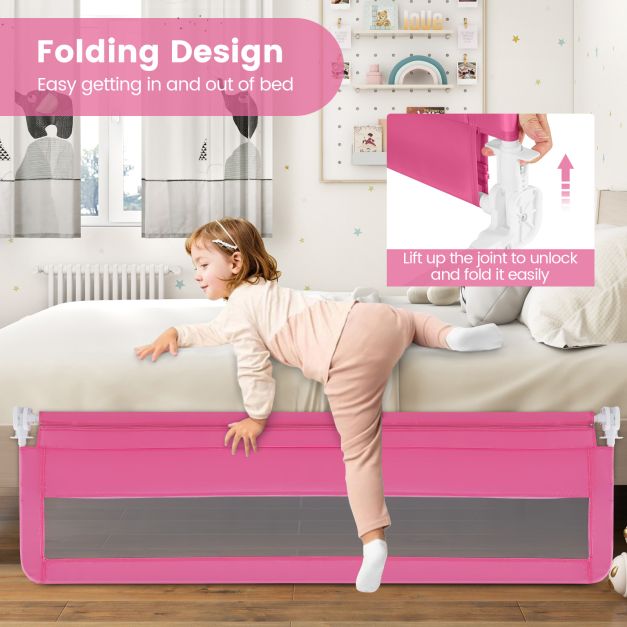 180CM Foldable Baby Bed Rail Guard with Removable Cover and Safety Strap
