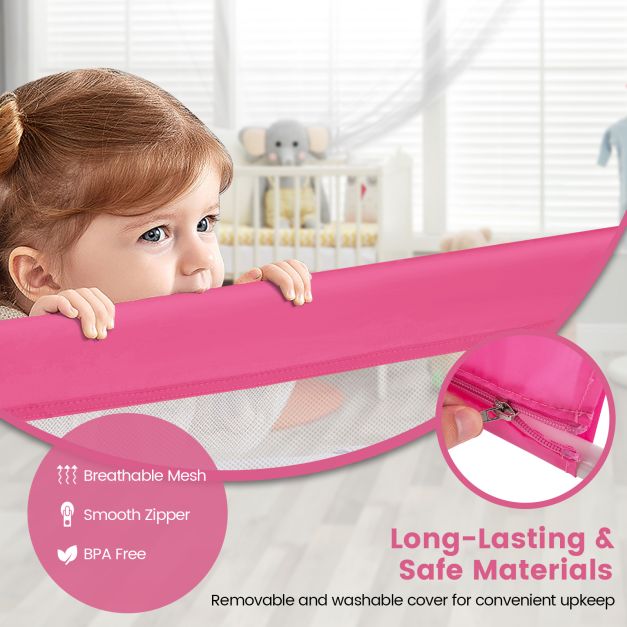 180CM Foldable Baby Bed Rail Guard with Removable Cover and Safety Strap