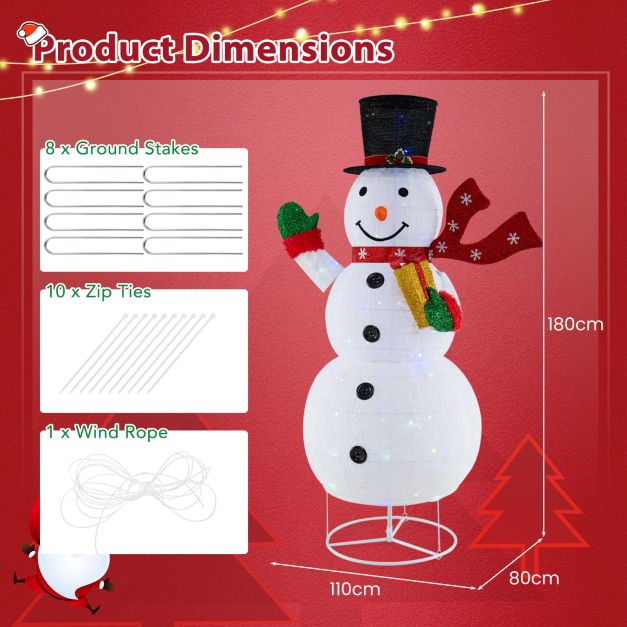 180 CM Lighted Pre-lit Christmas Decoration Snowman with LED Lights