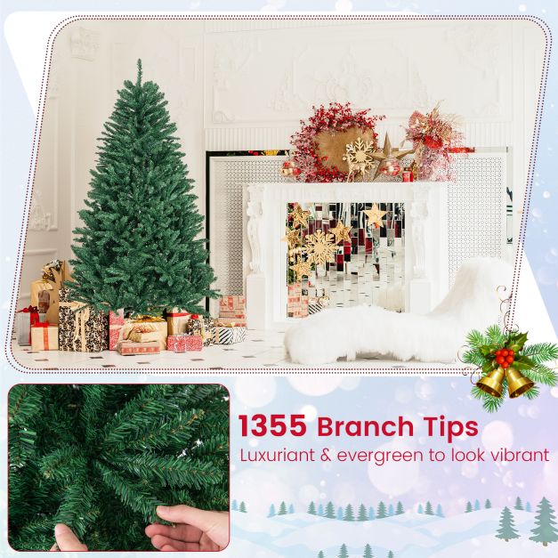 180/225cm Artificial Christmas Tree with PVC Branch Tips-6 ft
