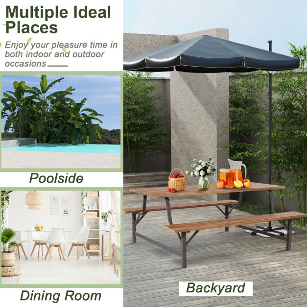 180cm Patio Picnic Table Bench Set with Acacia Wood Tabletop and Seat - TidySpaces