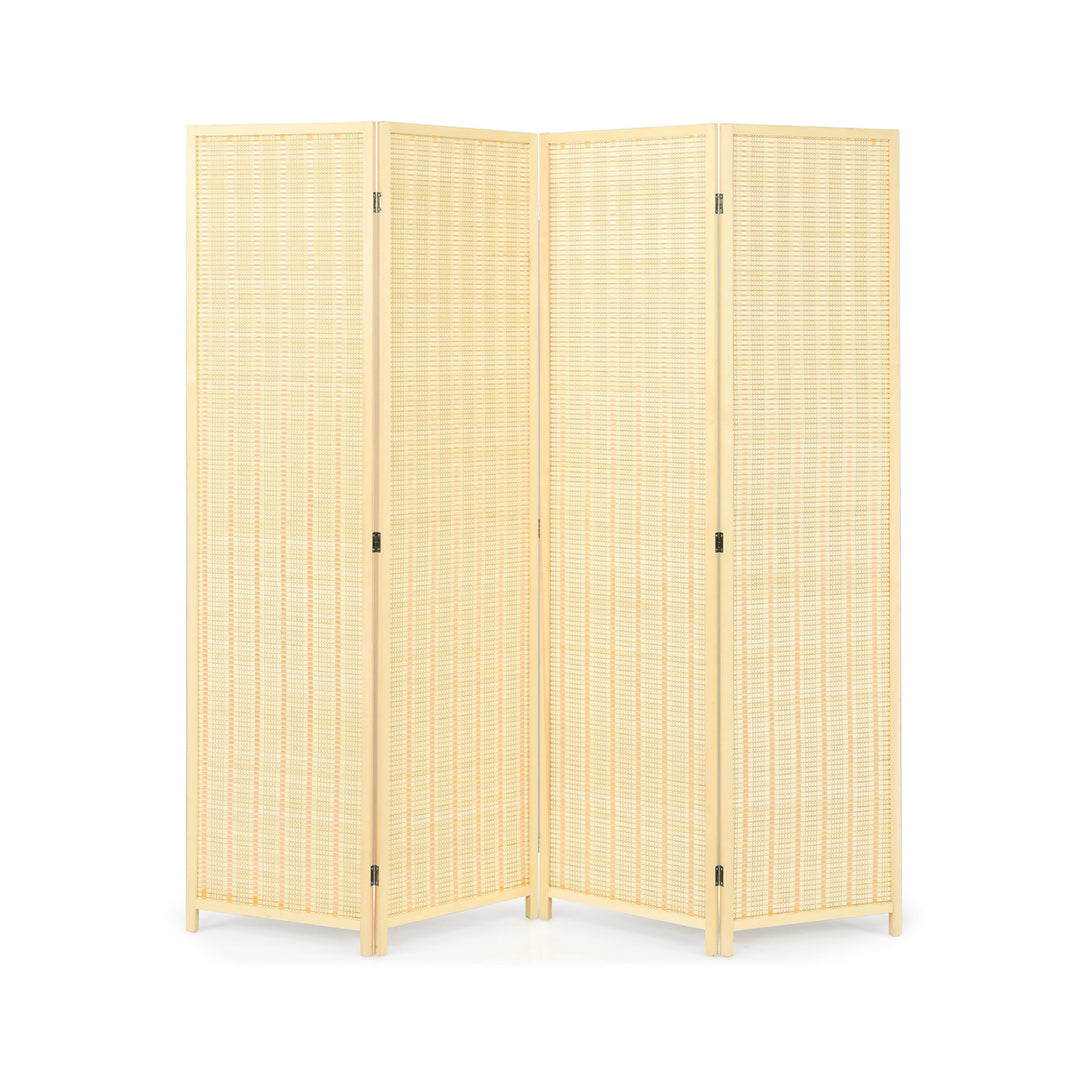 4-Panel Portable Room Divider Screen-Natural - TidySpaces