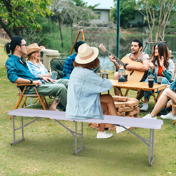 182 cm Portable Folding Plastic Bench Seat with Carry Handle-White - TidySpaces