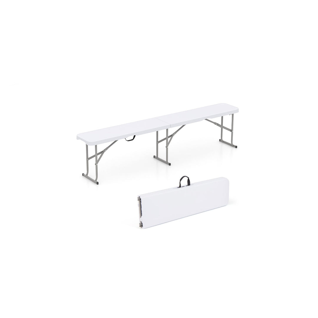182 cm Portable Folding Plastic Bench Seat with Carry Handle-White - TidySpaces