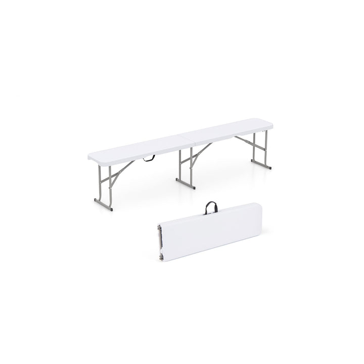 182 cm Portable Folding Plastic Bench Seat with Carry Handle-White - TidySpaces