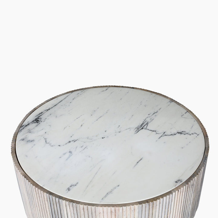 Selene Drum Marble Top Coffee Table