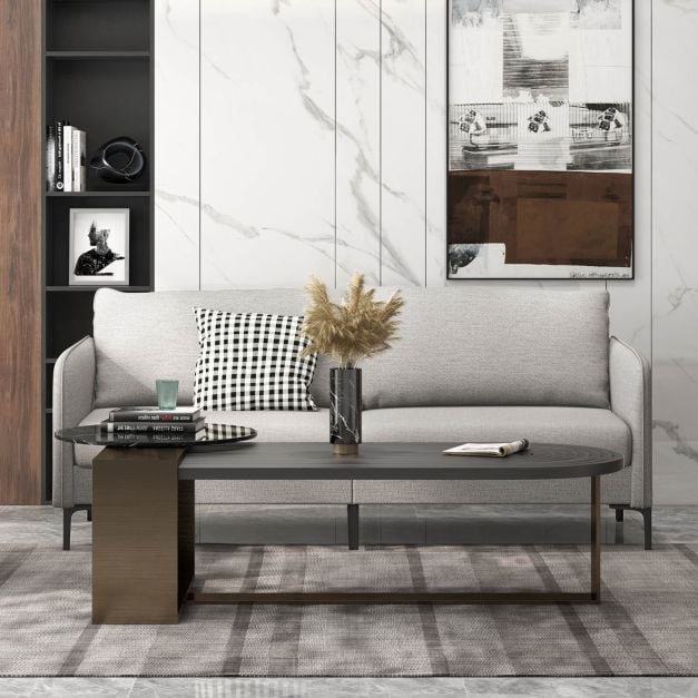 Modern Loveseat 3 Seater Upholstered Sofa with Washable Cushion Covers - TidySpaces