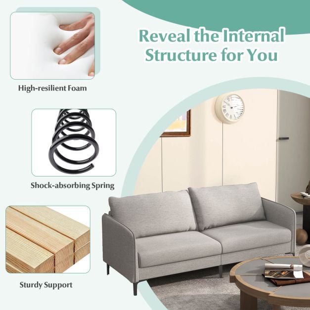 Modern Loveseat 3 Seater Upholstered Sofa with Washable Cushion Covers - TidySpaces