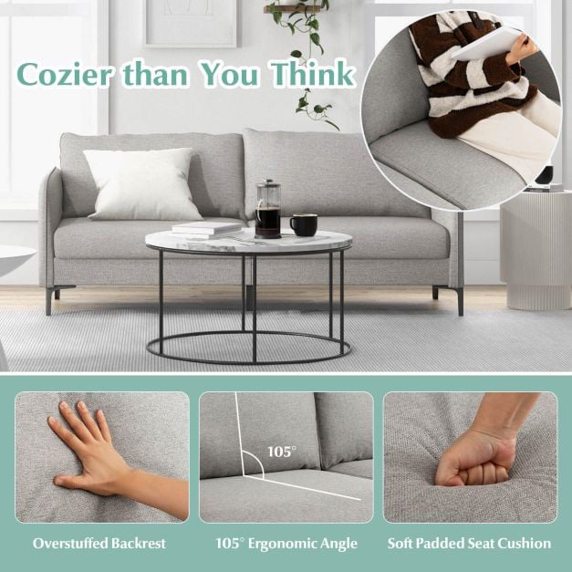 Modern Loveseat 3 Seater Upholstered Sofa with Washable Cushion Covers - TidySpaces