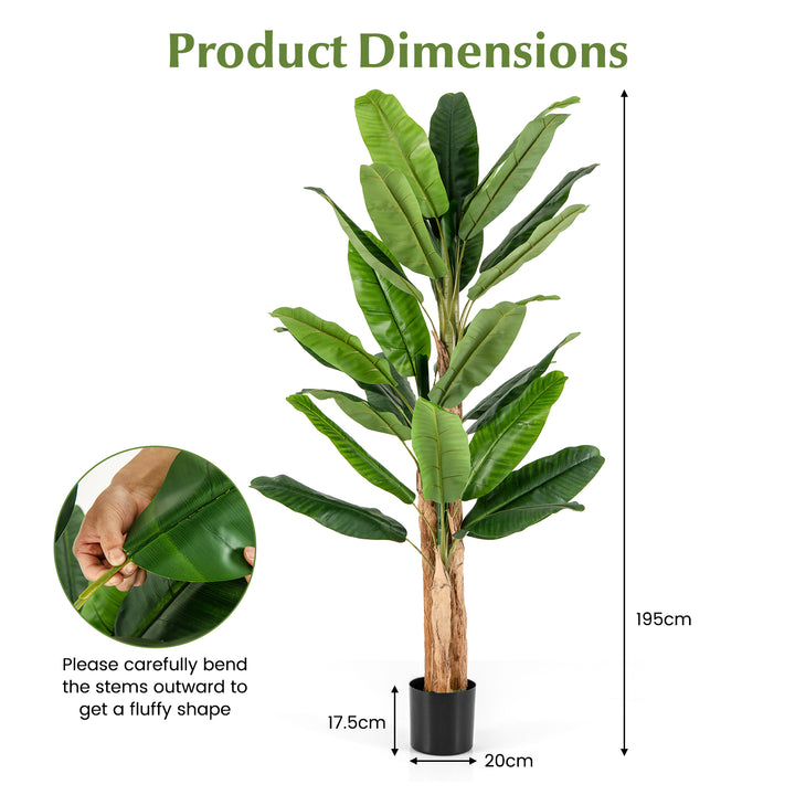 195cm Tall Artificial Banana Tree with 27 Large Leaves - TidySpaces