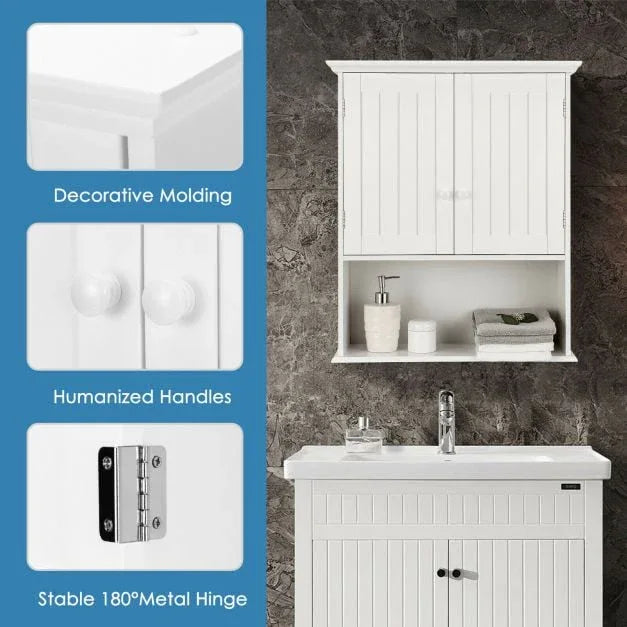 Wall Mounted Bathroom Storage Cabinet with Adjustable Shelf - TidySpaces