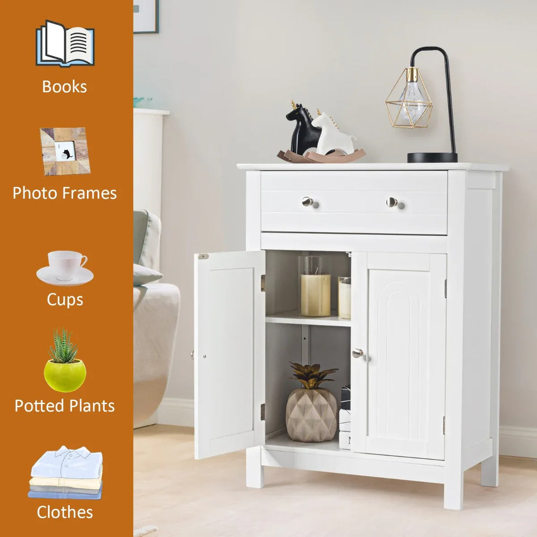 Storage Cabinet with Large Drawer and Adjustable Shelf - TidySpaces