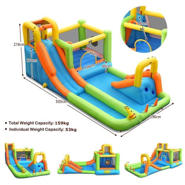 Inflatable Water Park Bounce House Double Water Slides Climbing