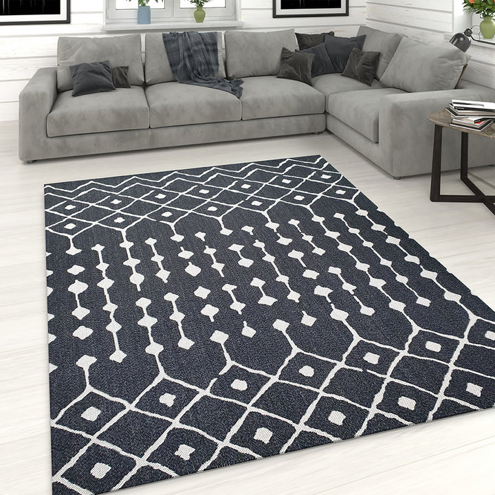 Cotton Rug Black Berber