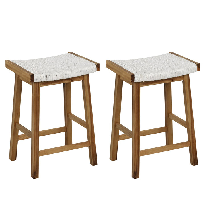 Set of 2 65cm Barstools with Seaweed Woven Seat