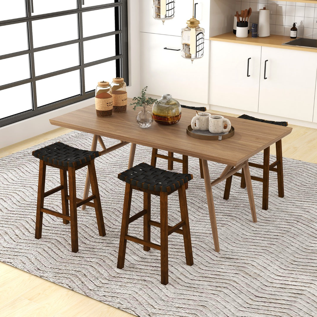 78cm Saddle Barstools with Woven Curved Seat for Kitchen Black & - TidySpaces