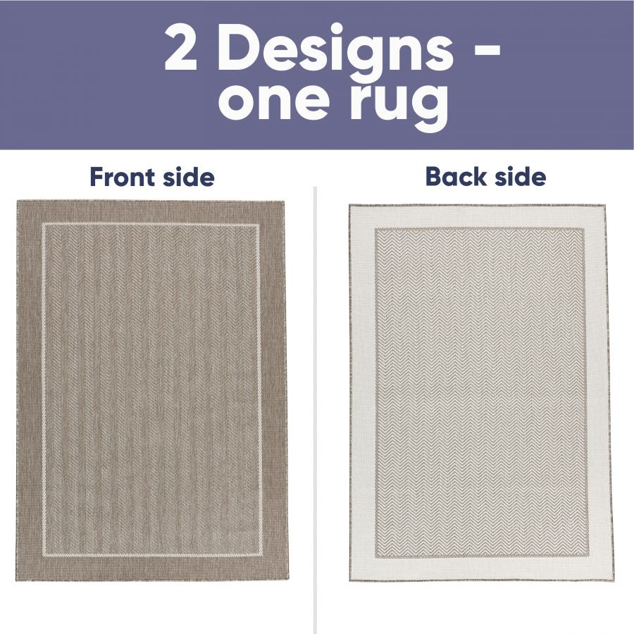 Outdoor Indoor Reversible Rug Quality Woven Soft  Sisal Look Weave Beige Linen Colour