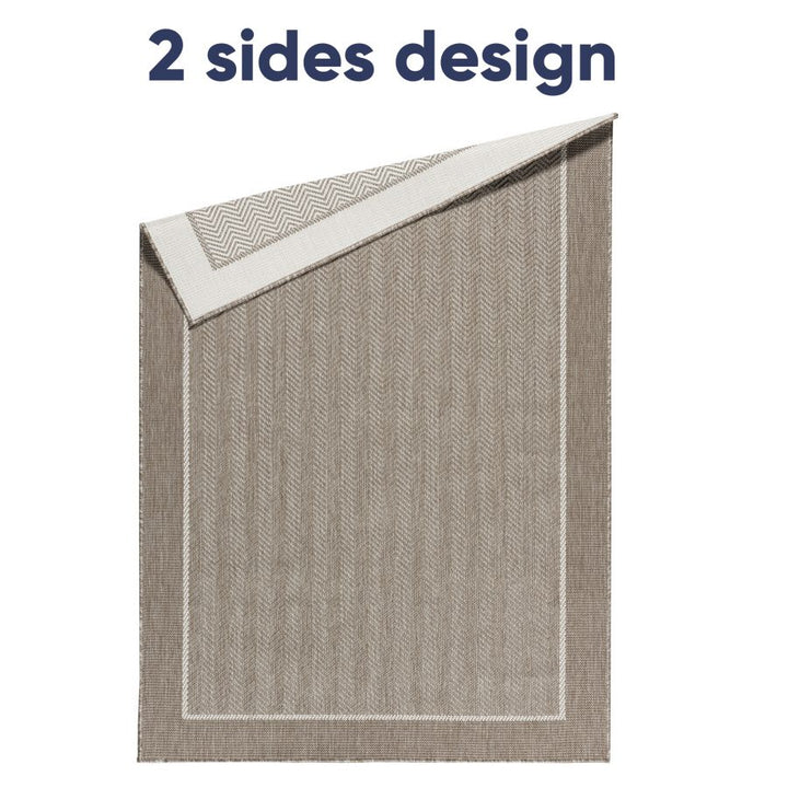 Outdoor Indoor Reversible Rug Quality Woven Soft  Sisal Look Weave Beige Linen Colour