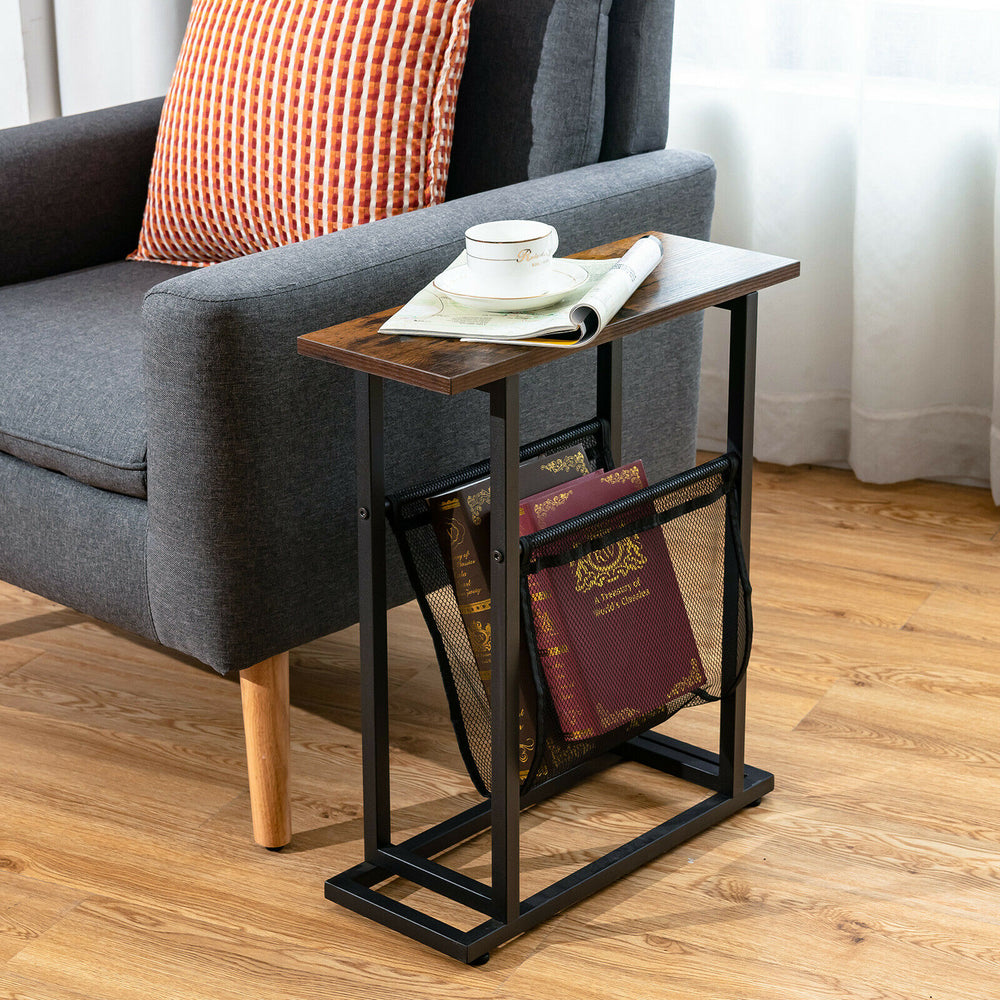 2 Tier Industrial Narrow End Sofa Side Table - TidySpaces