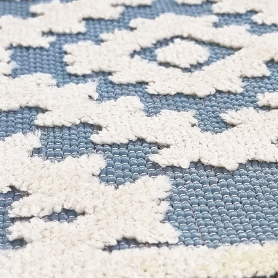 Outdoor Rug Light Blue Cream Diamond