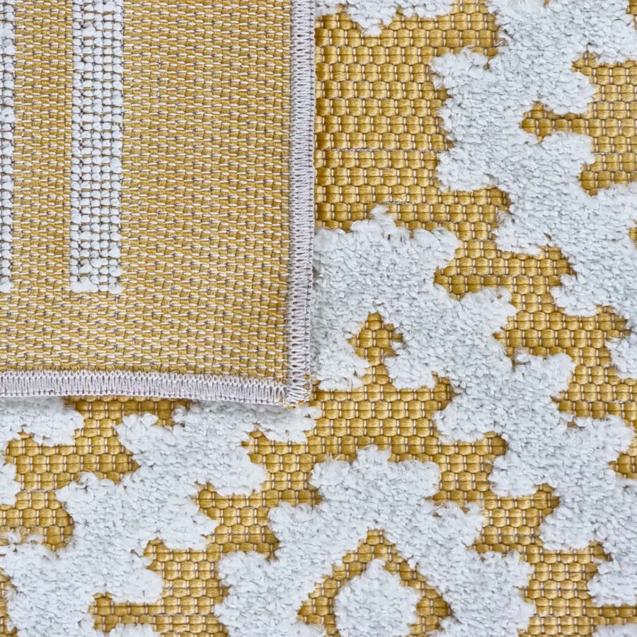 Outdoor Rug Yellow Cream Diamond