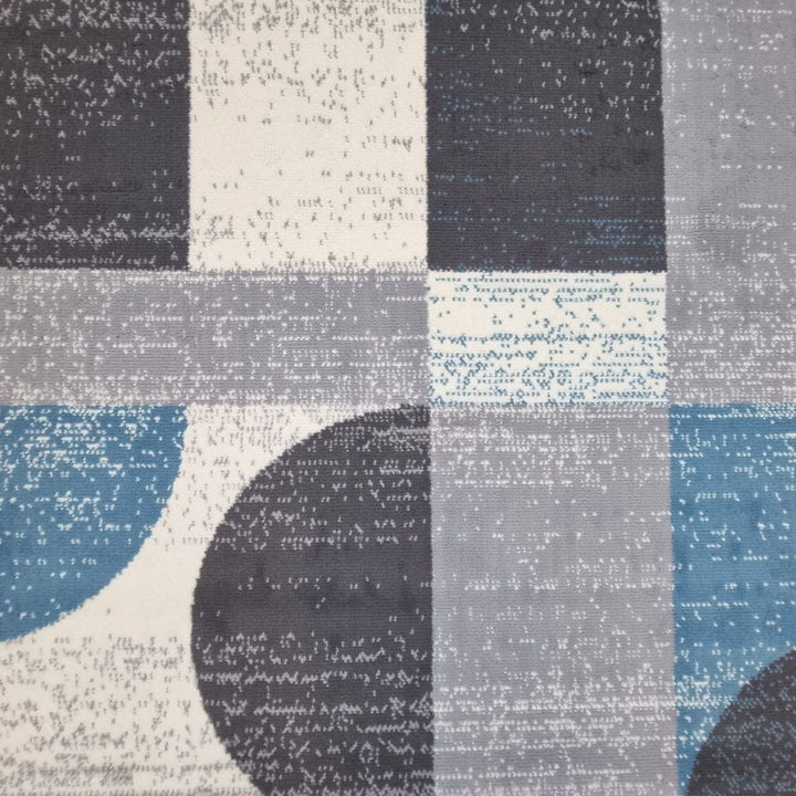 Geometric Rug Grey Blue Circles Modern Soft Carpet