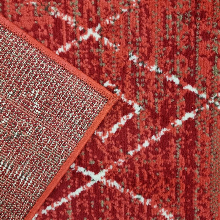 Geometric Red Rug Diamond Aztec Pattern